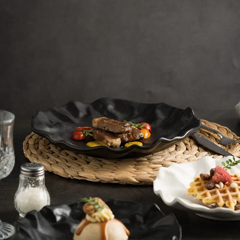 Kitchen Organizer Ceramic Western Cuisine Plate Reusable Creative Storage Dish Multi-Function Steak Plate Commercial