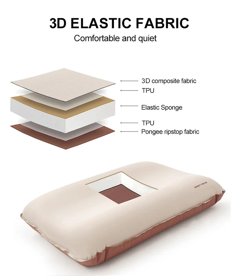 Camping Pillow – Portable Self-Inflating 3D Ultralight Compact Sleeping Pillow for Outdoor Travel & Neck Support
