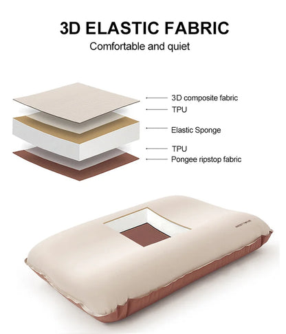 Camping Pillow – Portable Self-Inflating 3D Ultralight Compact Sleeping Pillow for Outdoor Travel & Neck Support