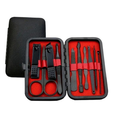 10-Piece Black Nail Clippers Kit – Professional Grooming Set with Travel Case