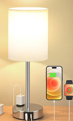Rechargeable Fabric Table Lamp – Mobile Phone Powered LED Light for Living Room & Bedroom Décor