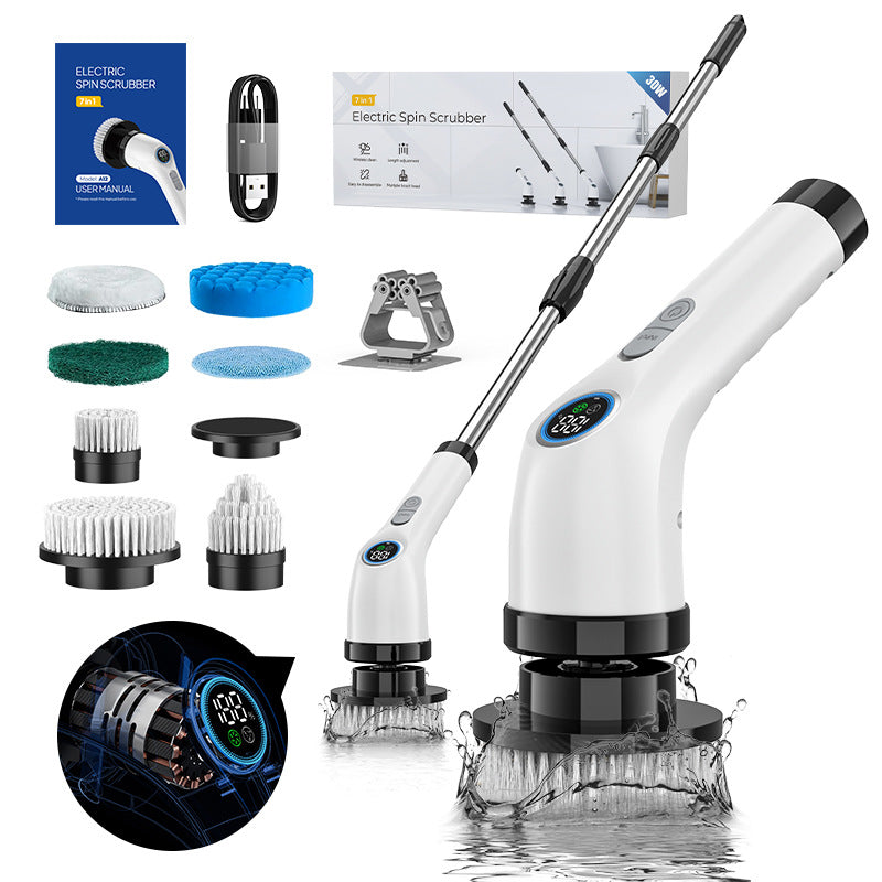 7-in-1 Rotating Electric Cleaning Brush – Long-Life Large Capacity Battery Household Scrubber