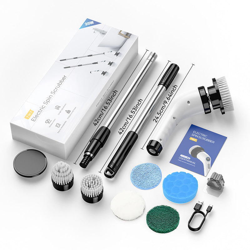 7-in-1 Rotating Electric Cleaning Brush – Long-Life Large Capacity Battery Household Scrubber