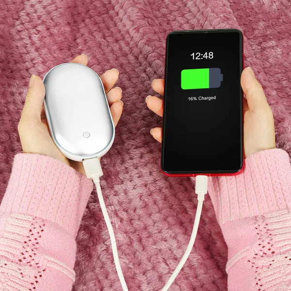 Portable Hand Warmer 5000mAh – Rechargeable Double-Sided Heating Handwarmer Power Bank